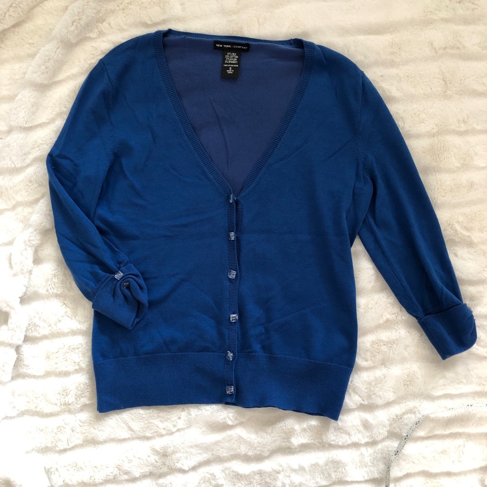 New York & Company Blue Cardigan, Size S